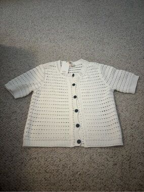 dylan Cream Openwork Crochet Cardigan